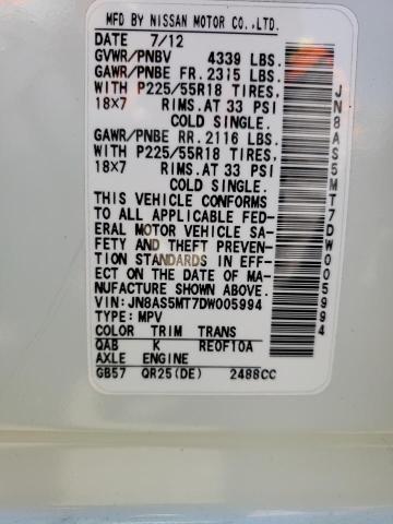 Photo 14 from auction – 2013 NISSAN ROGUE S with VIN JN8AS5MT7DW005994