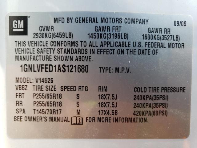Photo 14 from auction – 2010 CHEVROLET TRAVERSE L with VIN 1GNLVFED1AS121680