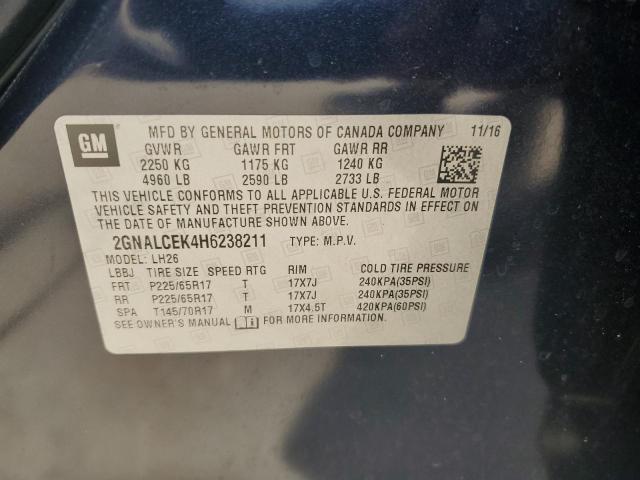 Photo 14 from auction – 2017 CHEVROLET EQUINOX LT with VIN 2GNALCEK4H6238211