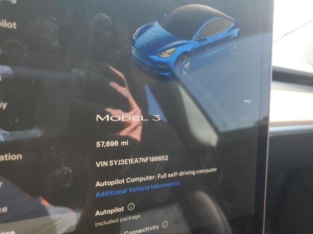 Photo 9 from auction – 2022 TESLA MODEL 3 with VIN 5YJ3E1EA7NF186652