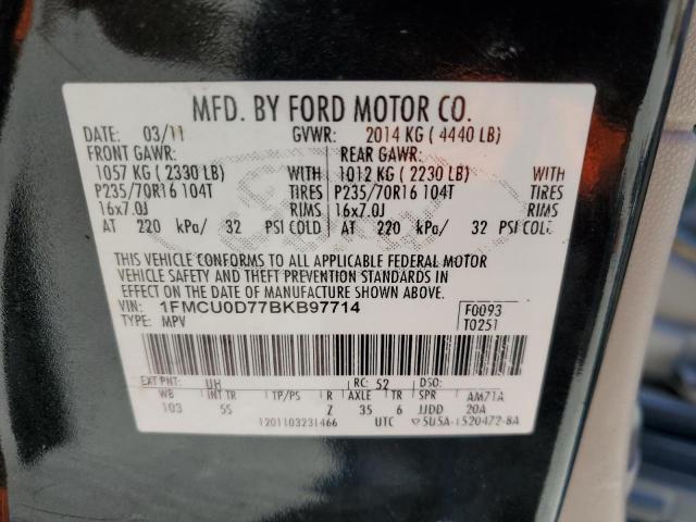 Photo 14 from auction – 2011 FORD ESCAPE XLT with VIN 1FMCU0D77BKB97714
