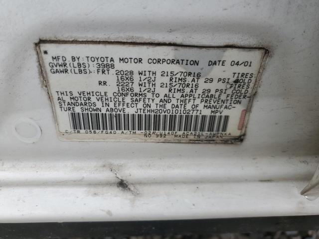 Photo 14 from auction – 2001 TOYOTA RAV4 with VIN JTEHH20V010102771