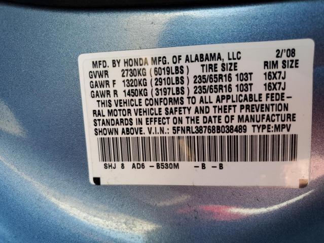 Photo 14 from auction – 2008 HONDA ODYSSEY EX with VIN 5FNRL38768B038489