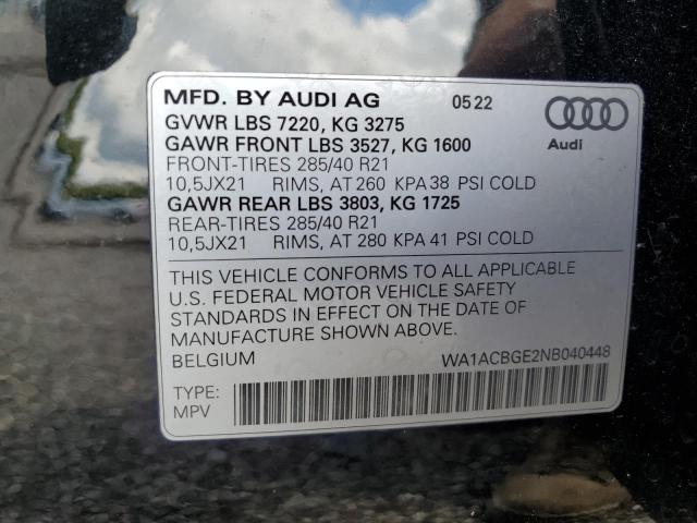 Photo 14 from auction – 2022 AUDI E-TRON S P with VIN WA1ACBGE2NB040448