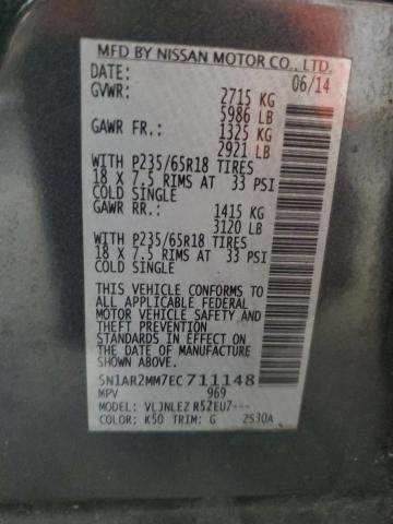 Photo 14 from auction – 2014 NISSAN PATHFINDER with VIN 5N1AR2MM7EC711148