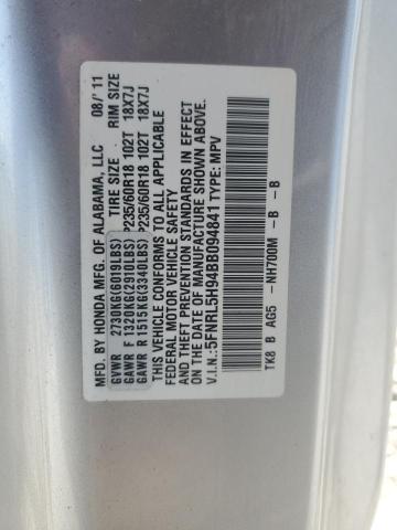 Photo 14 from auction – 2011 HONDA ODYSSEY TO with VIN 5FNRL5H94BB094841