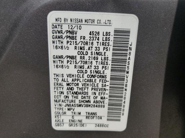 Photo 14 from auction – 2011 NISSAN ROGUE S with VIN JN8AS5MV3BW284889