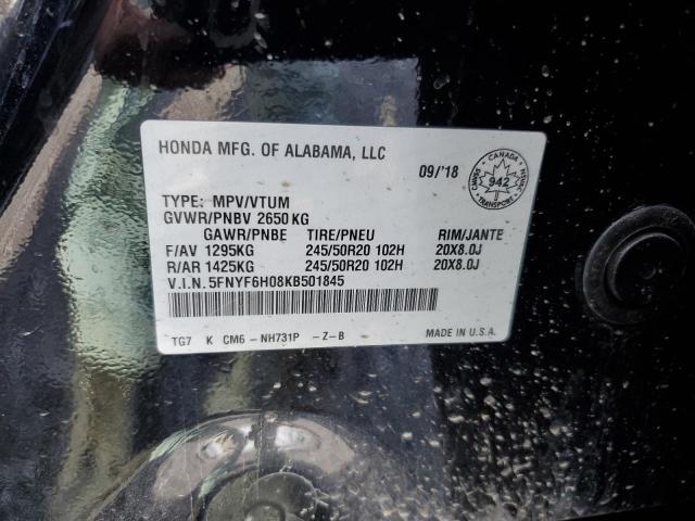 Photo 14 from auction – 2019 HONDA PILOT ELIT with VIN 5FNYF6H08KB501845
