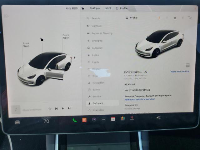 Photo 9 from auction – 2019 TESLA MODEL 3 with VIN 5YJ3E1EB7KF515743