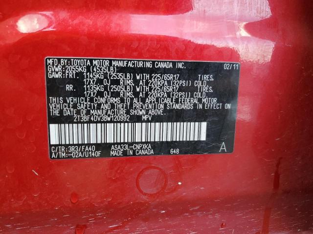 Photo 14 from auction – 2011 TOYOTA RAV4 with VIN 2T3BF4DV3BW120992