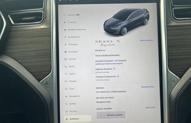 Photo 8 from auction – 2016 TESLA MODEL X with VIN 5YJXCBE43GFS00850