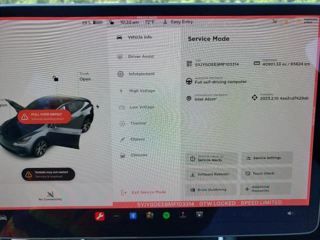 Photo 9 from auction – 2021 TESLA MODEL Y with VIN 5YJYGDEE8MF103314