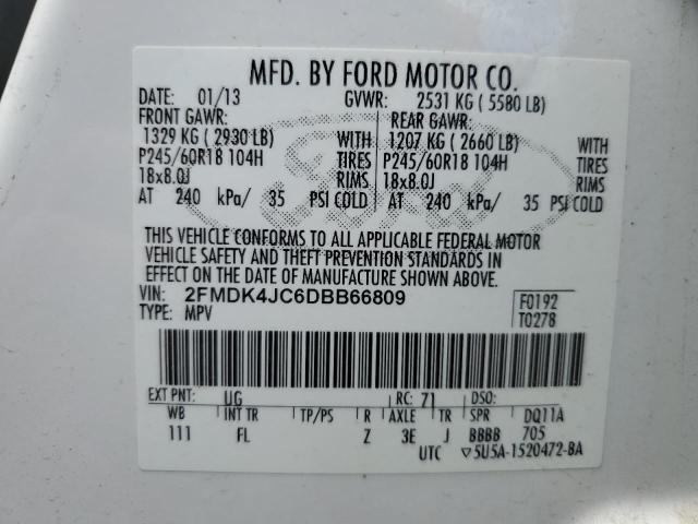 Photo 14 from auction – 2013 FORD EDGE SEL with VIN 2FMDK4JC6DBB66809