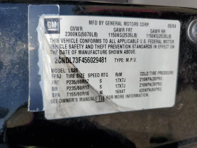 Photo 14 from auction – 2005 CHEVROLET EQUINOX LT with VIN 2CNDL73F456029481
