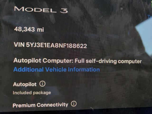 Photo 9 from auction – 2022 TESLA MODEL 3 with VIN 5YJ3E1EA8NF188622