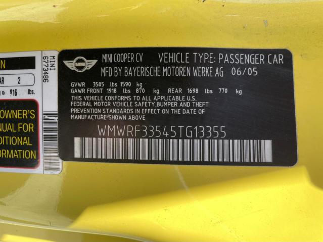 Photo 10 from auction – 2005 MINI COOPER with VIN WMWRF33545TG13355