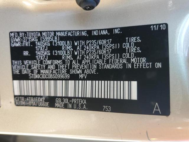 Photo 14 from auction – 2011 TOYOTA SIENNA LE with VIN 5TDKK3DC0BS099699