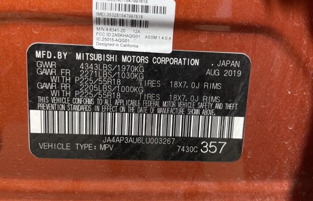 Photo 10 from auction – 2020 MITSUBISHI OUTLANDER with VIN JA4AP3AU6LU003267