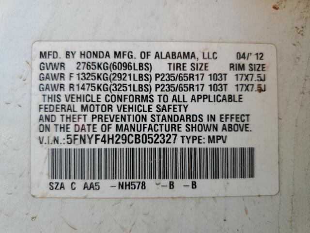Foto 14 de la subasta – 2012 HONDA PILOT LX con VIN 5FNYF4H29CB052327