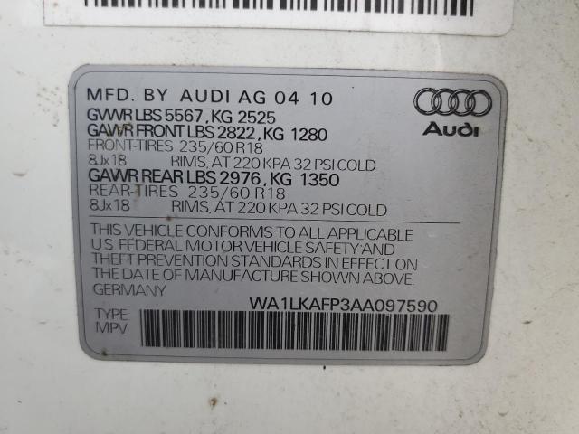Photo 14 from auction – 2010 AUDI Q5 PREMIUM with VIN WA1LKAFP3AA097590