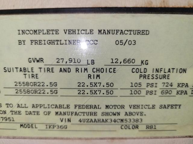 Photo 10 from auction – 2004 FREIGHTLINER CHASSIS X with VIN 4UZAAHAK34CM53383