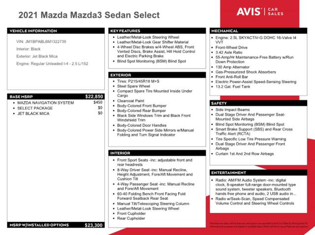 Photo 12 from auction – 2021 MAZDA 3 SELECT with VIN JM1BPABL6M1322739