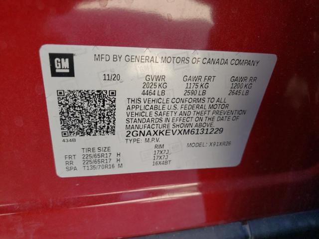 Photo 14 from auction – 2021 CHEVROLET EQUINOX LT with VIN 2GNAXKEVXM6131229
