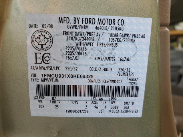 Photo 14 from auction – 2008 FORD ESCAPE XLT with VIN 1FMCU931X8KE66329