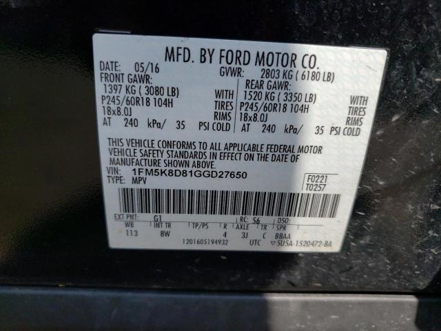 Photo 14 from auction – 2016 FORD EXPLORER X with VIN 1FM5K8D81GGD27650