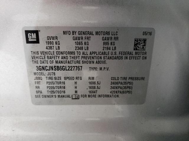 Photo 14 from auction – 2016 CHEVROLET TRAX LS with VIN 3GNCJNSB6GL227767
