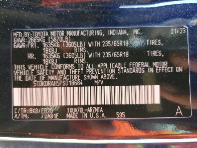 Photo 14 from auction – 2023 TOYOTA HIGHLANDER with VIN 5TDKDRAH5PS018684