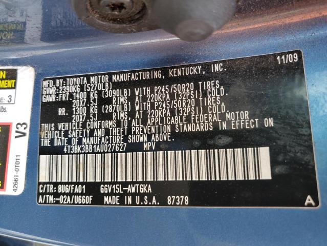 Photo 14 from auction – 2010 TOYOTA VENZA with VIN 4T3BK3BB1AU027627