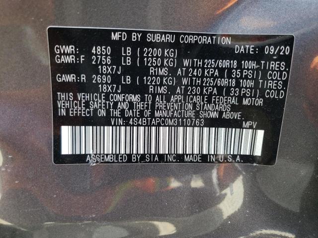Photo 14 from auction – 2021 SUBARU OUTBACK TO with VIN 4S4BTAPC0M3110763