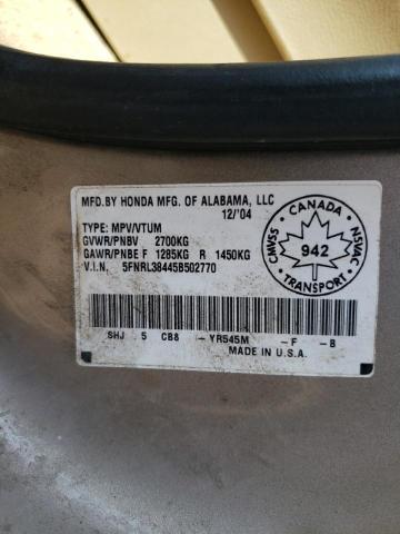 Photo 14 from auction – 2005 HONDA ODYSSEY EX with VIN 5FNRL38445B502770