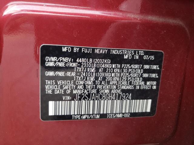 Photo 14 from auction – 2016 SUBARU FORESTER 2 with VIN JF2SJAHC8GH417924