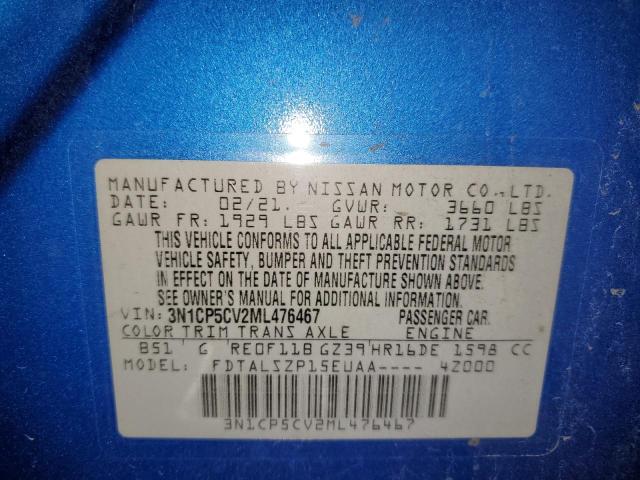 Photo 14 from auction – 2021 NISSAN KICKS SV with VIN 3N1CP5CV2ML476467