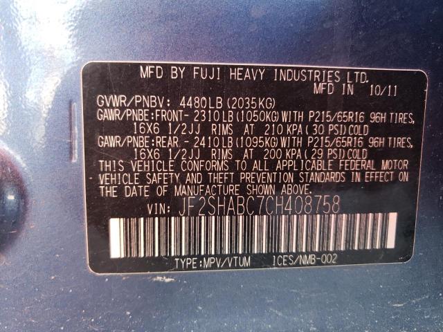 Photo 14 from auction – 2012 SUBARU FORESTER 2 with VIN JF2SHABC7CH408758