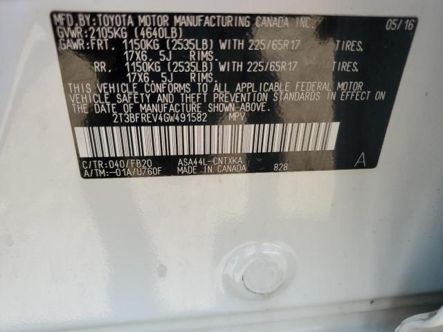 Photo 14 from auction – 2016 TOYOTA RAV4 LE with VIN 2T3BFREV4GW491582