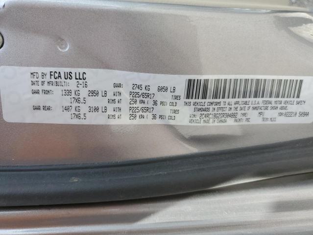 Photo 14 from auction – 2016 CHRYSLER TOWN & COU with VIN 2C4RC1BG2GR304882