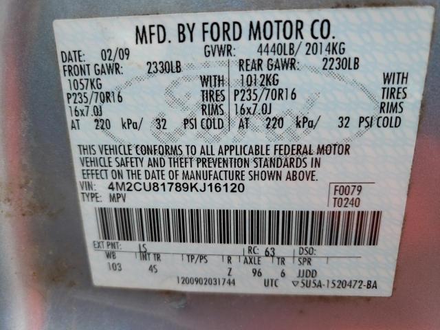 Photo 14 from auction – 2009 MERCURY MARINER with VIN 4M2CU81789KJ16120