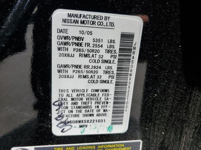 Photo 14 from auction – 2005 INFINITI FX35 with VIN JNRAS08WX5X221031