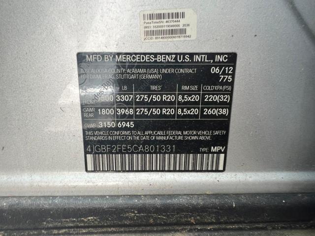 Photo 10 from auction – 2012 MERCEDES-BENZ GL 350 BLU with VIN 4JGBF2FE5CA801331