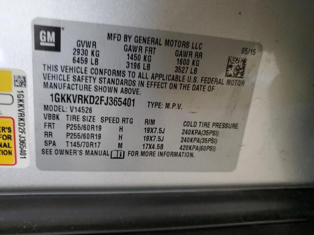 Photo 14 from auction – 2015 GMC ACADIA SLT with VIN 1GKKVRKD2FJ365401