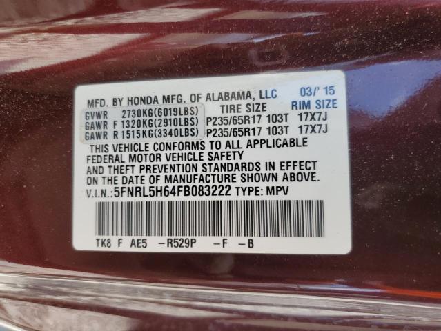 Photo 14 from auction – 2015 HONDA ODYSSEY EX with VIN 5FNRL5H64FB083222