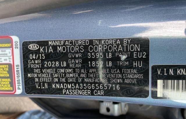 Photo 10 from auction – 2016 KIA RIO LX with VIN KNADM5A35G6565716