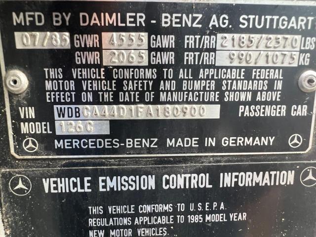 Photo 10 from auction – 1985 MERCEDES-BENZ 500 SEC with VIN WDBCA44D1FA180900