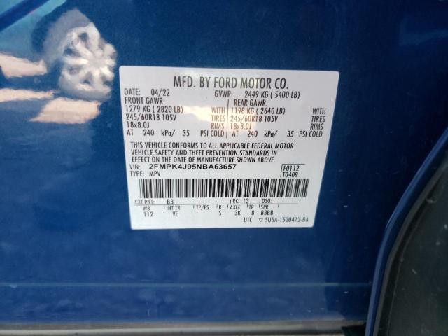 Photo 14 from auction – 2022 FORD EDGE SEL with VIN 2FMPK4J95NBA63657