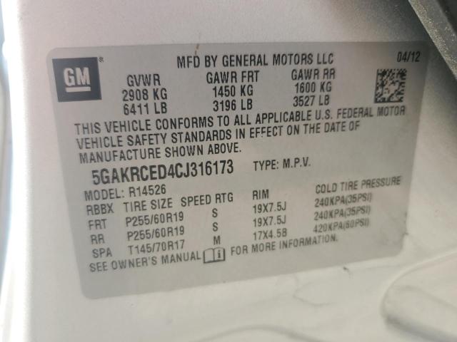 Photo 14 from auction – 2012 BUICK ENCLAVE with VIN 5GAKRCED4CJ316173