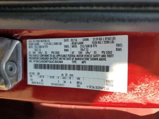 Photo 14 from auction – 2016 FORD ESCAPE SE with VIN 1FMCU0G97GUC50369