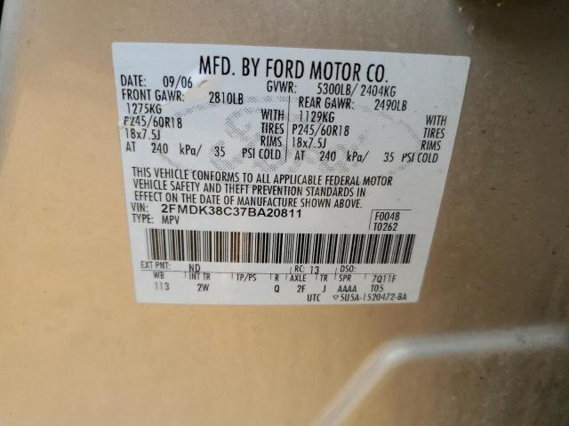 Photo 14 from auction – 2007 FORD EDGE SEL with VIN 2FMDK38C37BA20811